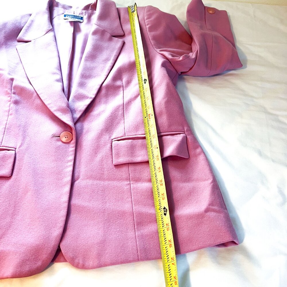 Vintage Pendleton 100% Virgin Wool Pink single button Blazer Coat Jacket Size 12 - Picture 8 of 13